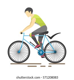 Racing cyclist in action vector illustration.