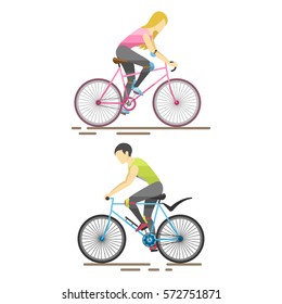 Racing cyclist in action vector illustration.