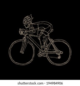 Racing cyclist. Doodle. Vector