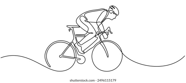 Racing Cyclist line art style illustration vector eps