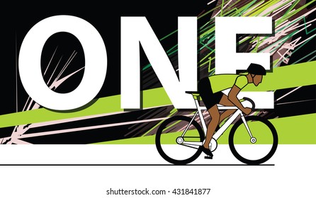Racing cyclist on abstract background