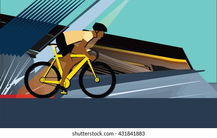 Racing cyclist on abstract background