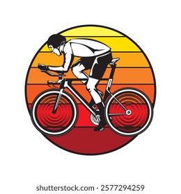 Racing cyclist vector illustration, perfect for t shirt design and event logo design
