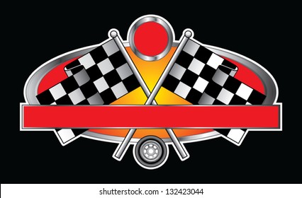 Racing Design With Banner is an illustration of a Racing Design with race flags, wheel, banner for your text and open circle for the car number. Great for t-shirts.