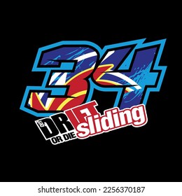 Racing design vector number 34. used for racing cars, motocross