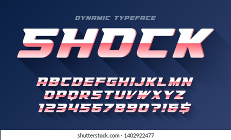 Racing display font design, alphabet, typeface, letters and numbers. Vector characters