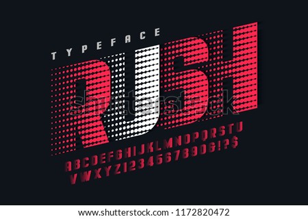 Racing display font design, alphabet, typeface, letters and numbers. Swatch color control ストックフォト © 