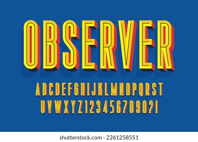 Racing display font design, dynamic alphabet, letters and numbers. Vector characters
