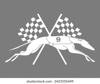 racing dog vector art wort with racing flag for printing and other use. 