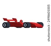 Racing driver is driving a red formula one car on a white background