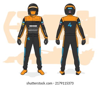 Racing driver uniform template mockup design