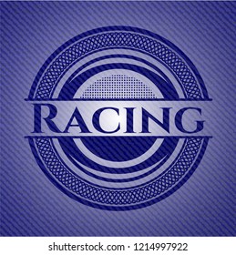 Racing emblem with jean background