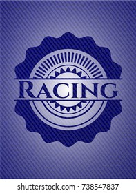 Racing emblem with jean background