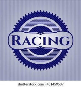 Racing emblem with jean high quality background