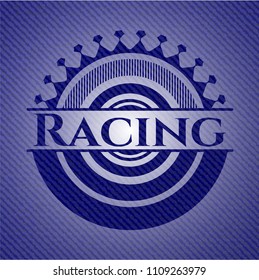 Racing emblem with jean texture