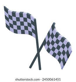 Racing finish flags icon isometric vector. Car team. Driver auto