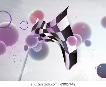 racing flag with abstract shape of a sphere