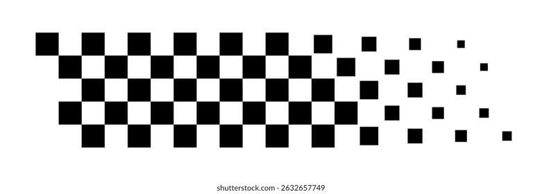 Racing flag background. Diagonal checkered flag pattern in black and white with a fading effect. Classic racing theme for motorsport textiles, banners, graphic, designs. Abstract vector illustration.