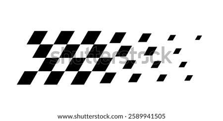 Racing flag background. Diagonal checkered flag pattern in black and white with a fading effect. Classic racing theme for motorsport textiles, banners, graphic, designs. Abstract vector illustration.