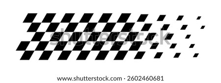 Racing flag background. Diagonal checkered flag pattern in black and white with a fading effect. Classic racing theme for motorsport textiles, banners, graphic, designs. Abstract vector illustration.