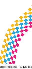 Corrida bandeira fundo onda amarelo, cor-de-rosa e azul. Sinalizador de conclusão. Padrão quadrado colorido