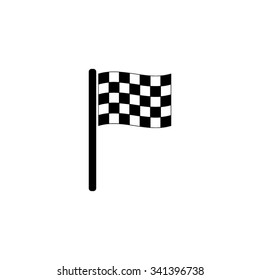 Racing flag  - black vector icon