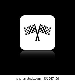 Racing flag - black vector icon on the white button