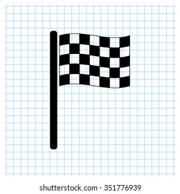 Racing flag - black vector icon