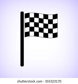 Racing flag  - black vector icon