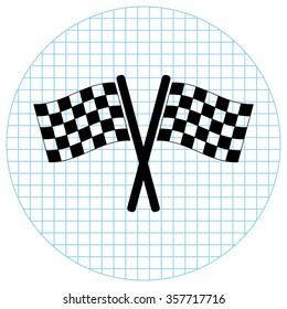 Racing flag  - black vector icon