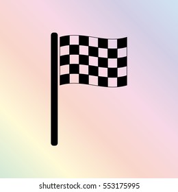 Racing flag  - black vector icon