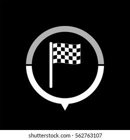 Racing flag  - black vector icon