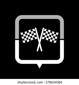Racing flag  - black vector icon