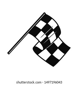 Racing flag with chess pattern. Design element for poster, emblem, sign, logo, label. Vector illustration