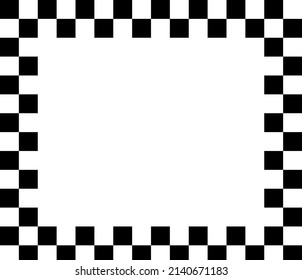 Racing flag, chessboard, checkerboard black and white alternating squares frame, boarder. Chequered background, backdrop vector