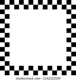 Racing flag, chessboard, checkerboard black and white alternating squares frame, boarder. Chequered background, backdrop vector