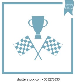 racing flag and cup winner