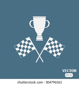 racing flag and cup winner