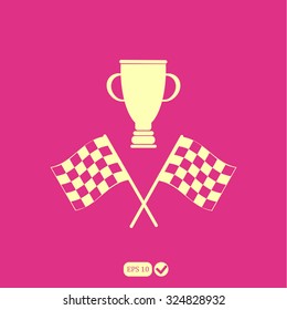 racing flag and cup winner