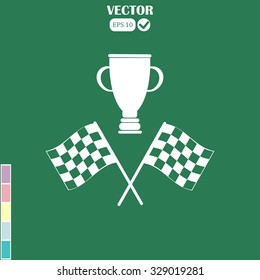 racing flag and cup winner