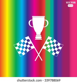 racing flag and cup winner