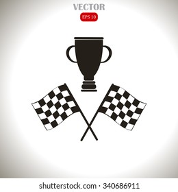 racing flag and cup winner