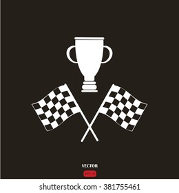 racing flag and cup winner