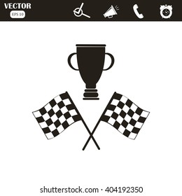 racing flag and cup winner