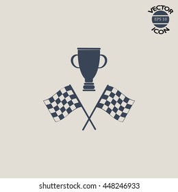 racing flag and cup winner