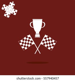racing flag and cup winner