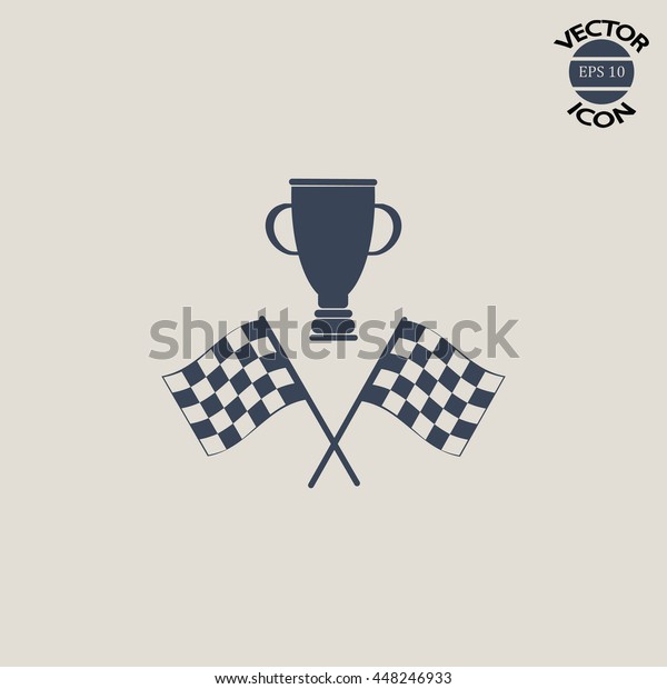 racing flag and cup\
winner