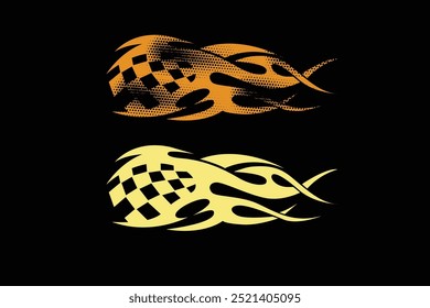 Racing flag fire with grunge