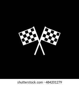 Racing Flag Flat Icon On Black Background