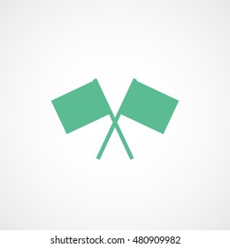 Racing Flag Green Flat Icon On White Background